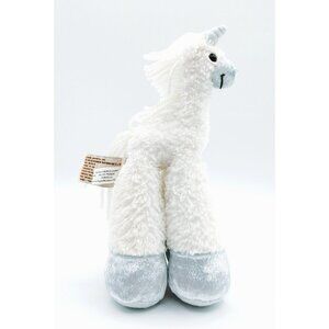 Bestever Tall Unicorn Plush with Big Feet Bean Bag Stuffed Animal Gray & White